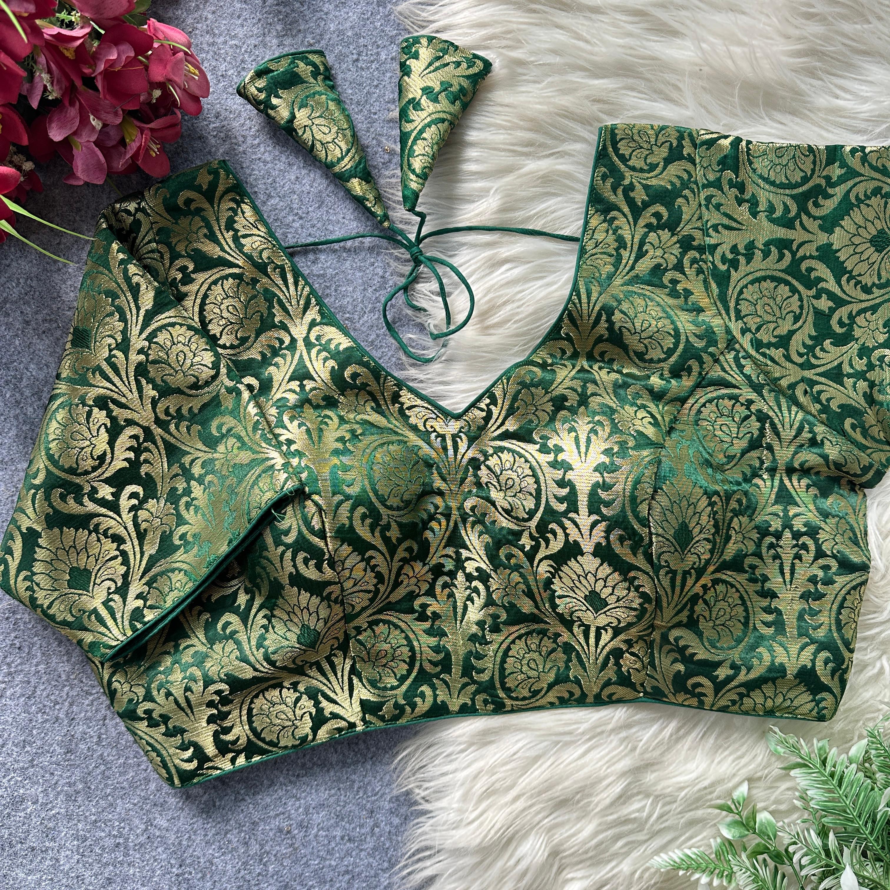 BIG SIZE -Sabyasachi inspired Jacquard Silk-Green